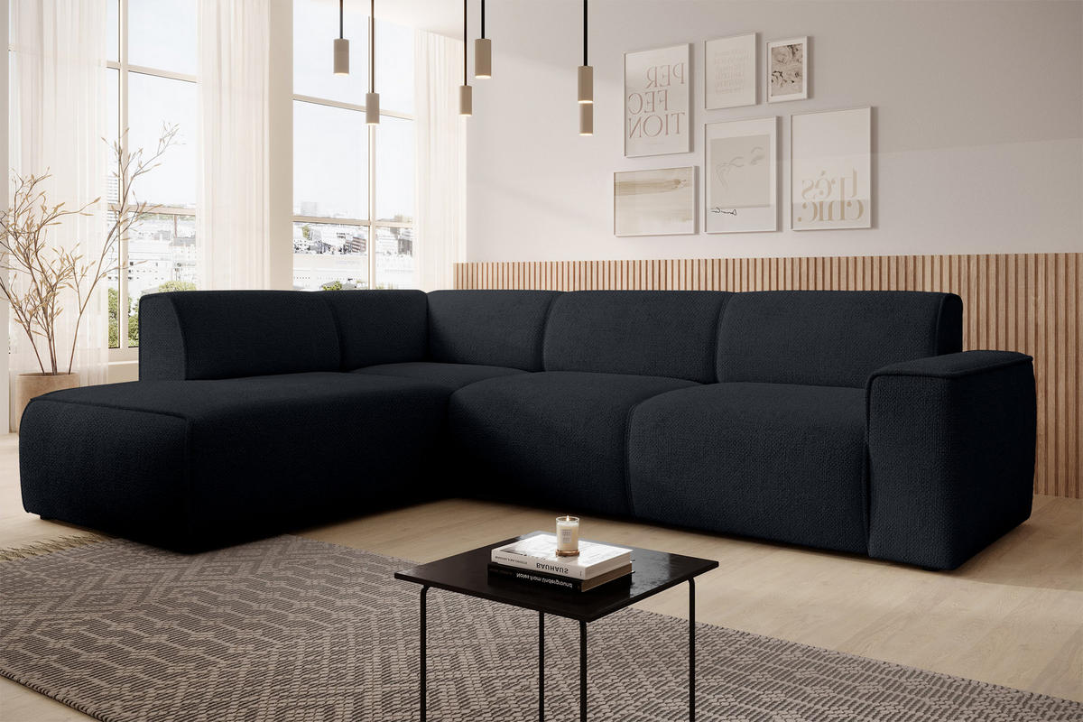 ECKSOFA L Form Didim Schwarz 292/220/78 cm – großes Sofa stilvoll & bequem L - Schwarz, Kunststoff/Textil (220/292cm) - AX Living