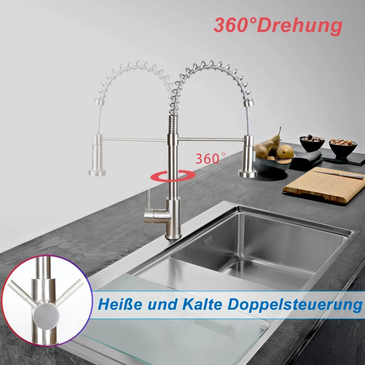 KÜCHENARMATUR Theresa - Silberfarben, Metall (6/55/24cm) - Nettlife