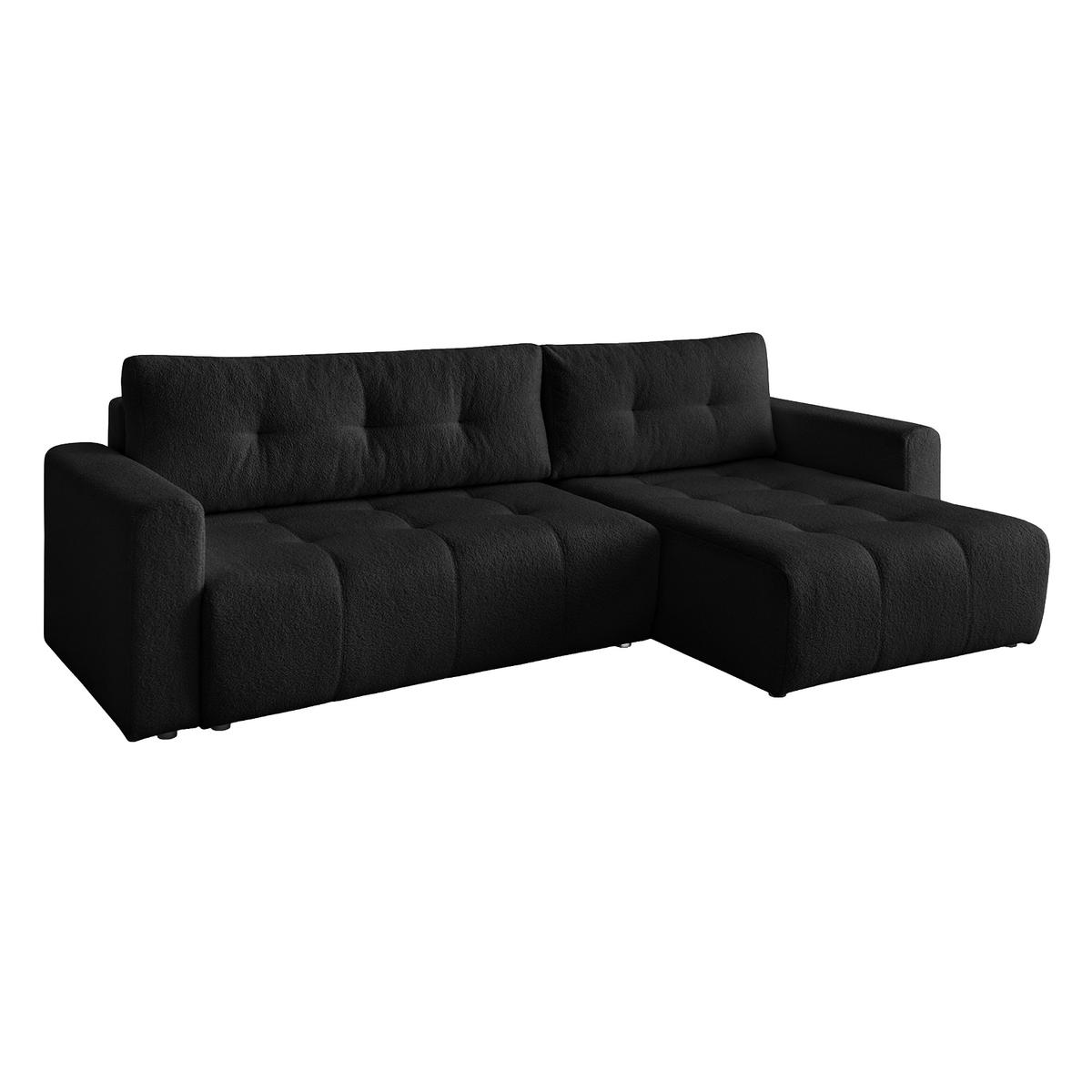 ECKSOFA WALONGO mit Schlaffunktion, Schwarz - Schwarz, Textil (261/143cm) - Fedve