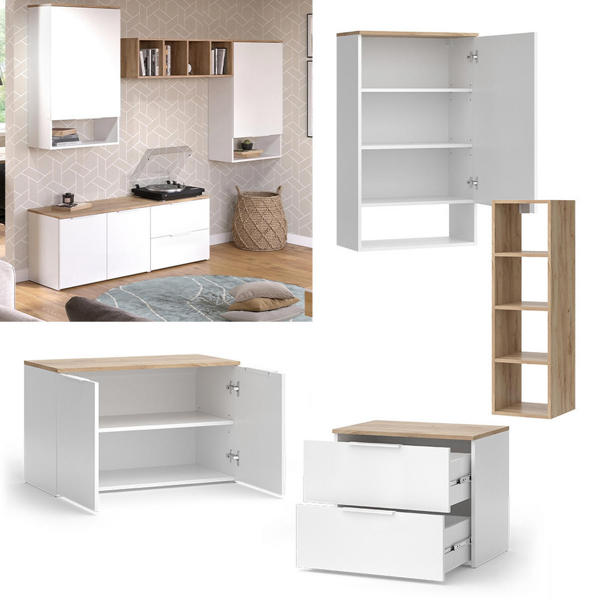 NÁSTĚNNÁ SKŘÍŇKA Wido Bílá/Sonoma - bílá/Sonoma dub, kompozitní dřevo (80/50/40cm) - Vicco