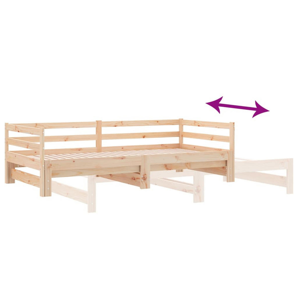 AUSZIEHBARES Tagesbett Ohne Matratze 80/200 Cm - Braun, Naturmaterialen (80/200cm) - vidaXL
