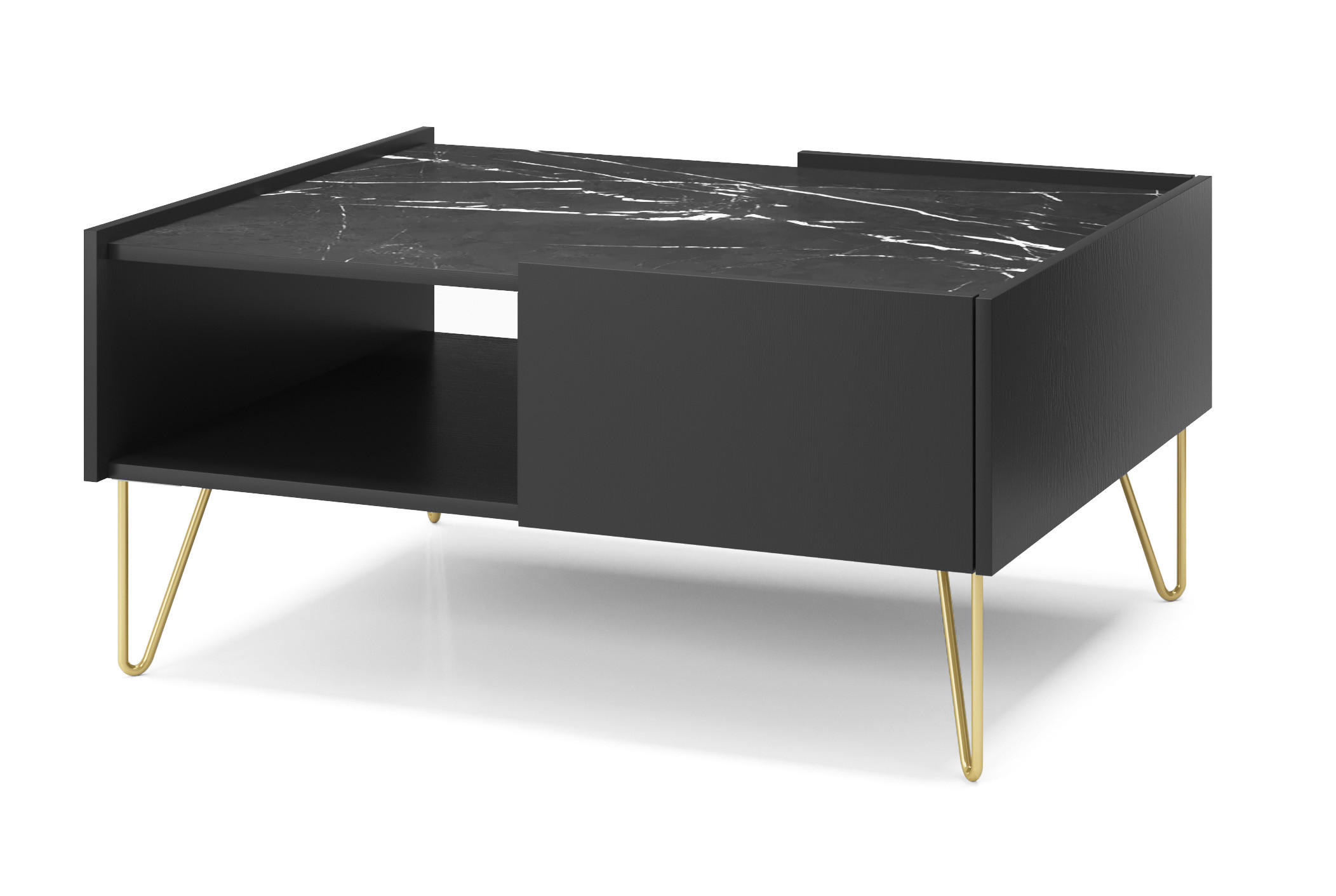 COUCHTISCH Harmony Schwarz und Gold 65x97x45 - Schwarz, Holzwerkstoff (65/97/45cm) - AKL FURNITURE