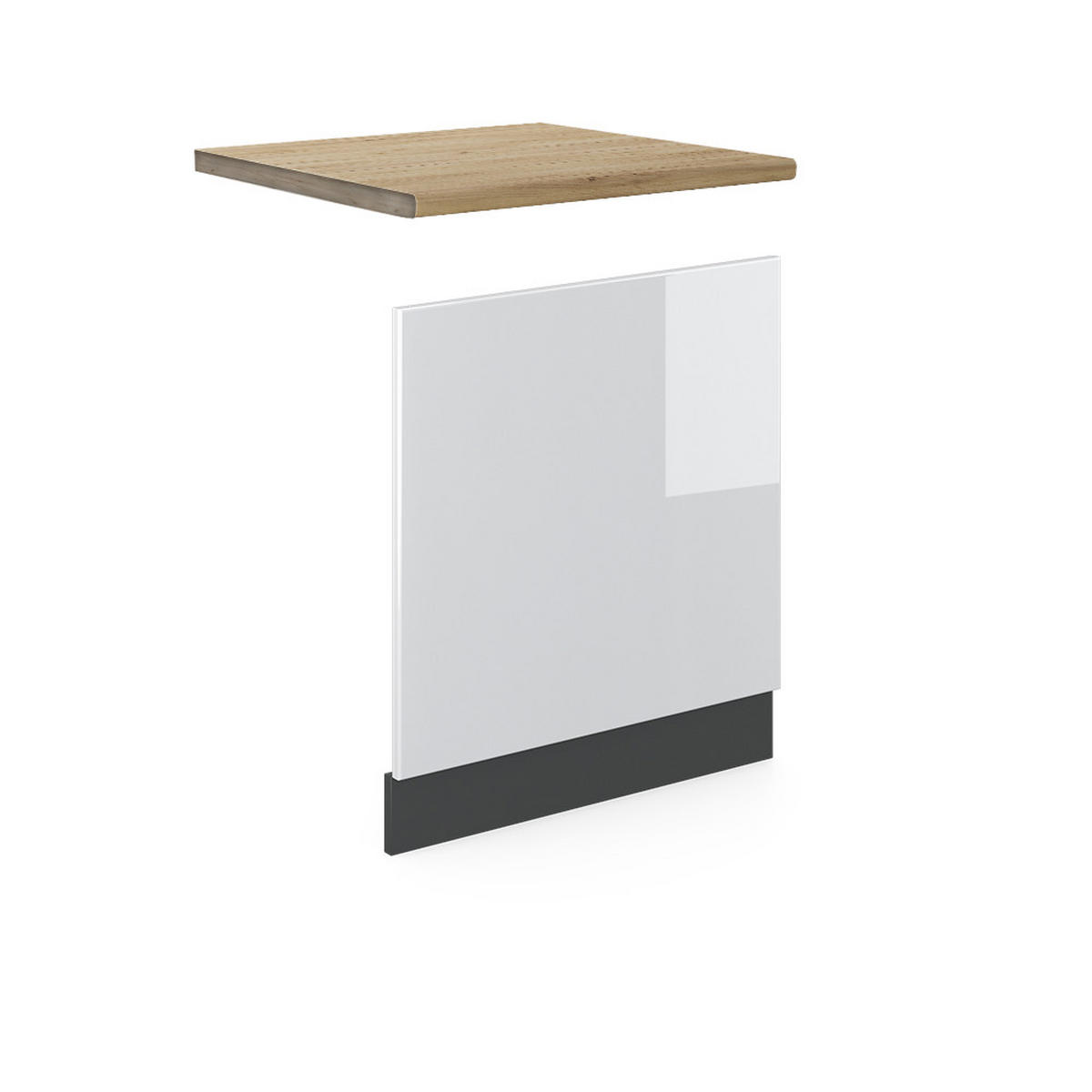 FRONTBLENDE R-Line Weiß Hochglanz 60 cm, AP Eiche - Weiß Hochglanz/Anthrazit, Holzwerkstoff (60/57.2/1.6cm) - Vicco