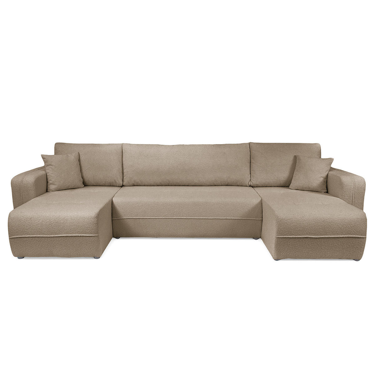 WOHNLANDSCHAFT - Graubraun/Schwarz, Kunststoff/Textil (312/82/145cm) - home24