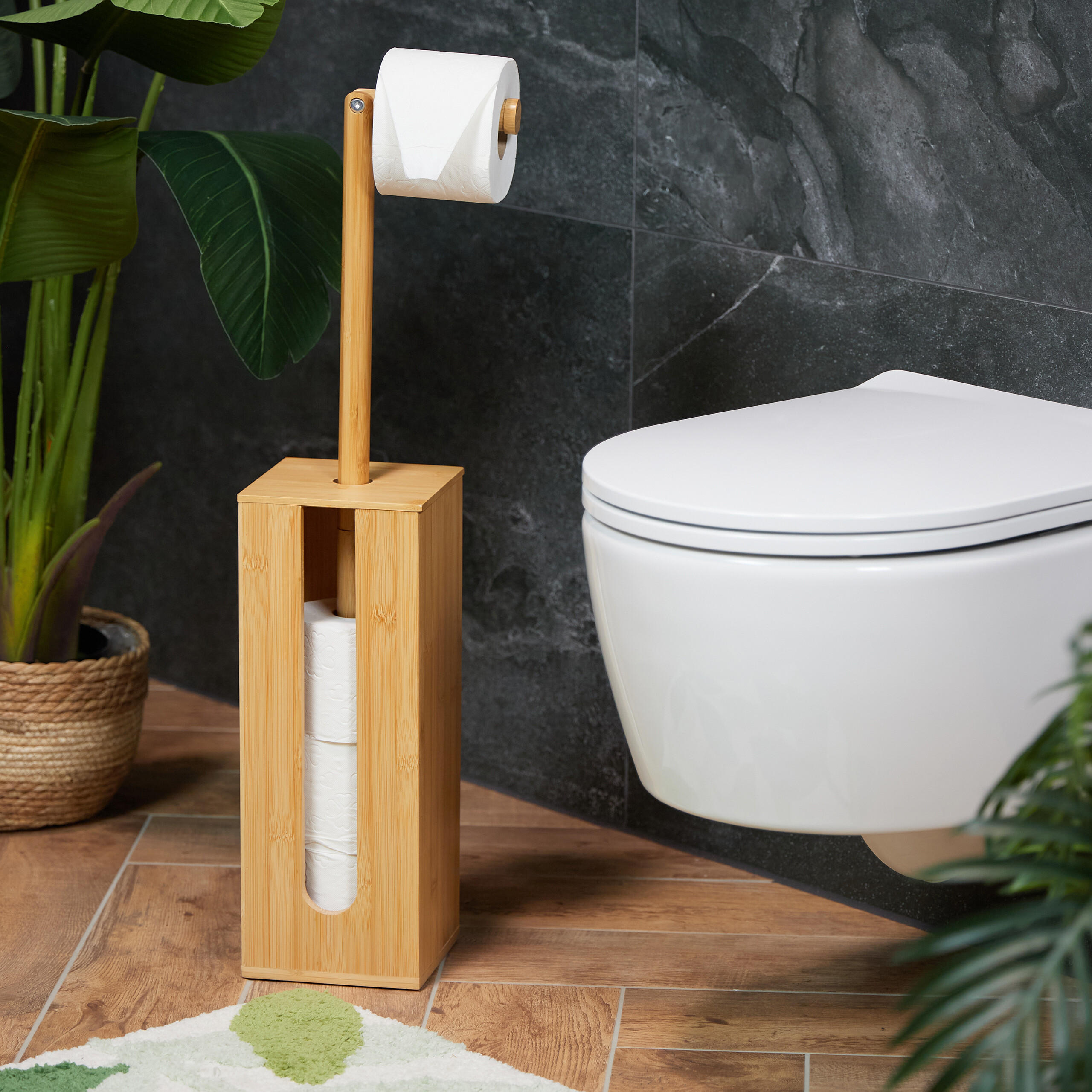 TOILETTENPAPIERHALTER - Hellbraun, Holz/Kunststoff (20/72/15cm) - Relaxdays