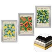 WANDBILDER 3er Set - 20x30 cm Silberner Rahmen - Fruchtige Zitronen- und Papayamuster - Silberfarben, Kunststoff (20/30cm) - ArtPrintCave