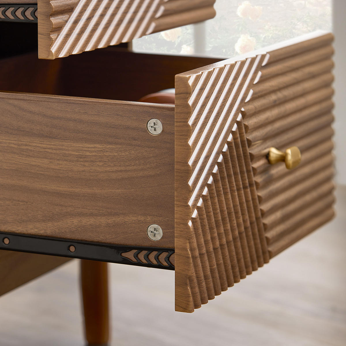 NACHTTISCH mit 2 Schubladen, Natur - Naturfarben, Holzwerkstoff (45/58/40cm) - SoBuy