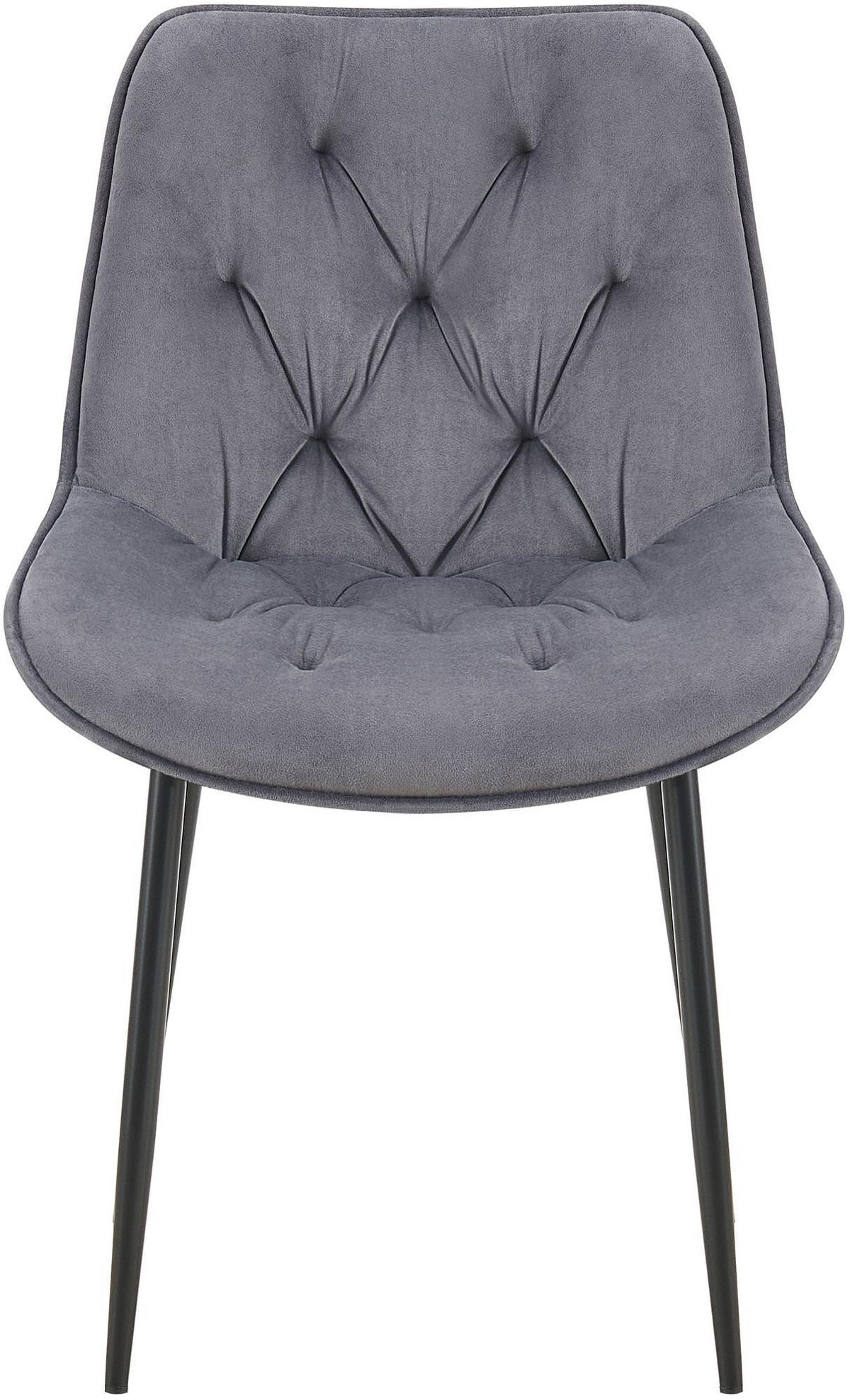 STUHL Samt dunkelgrau - Dunkelgrau/Schwarz, Textil/Metall (52/84/59cm) - CLP