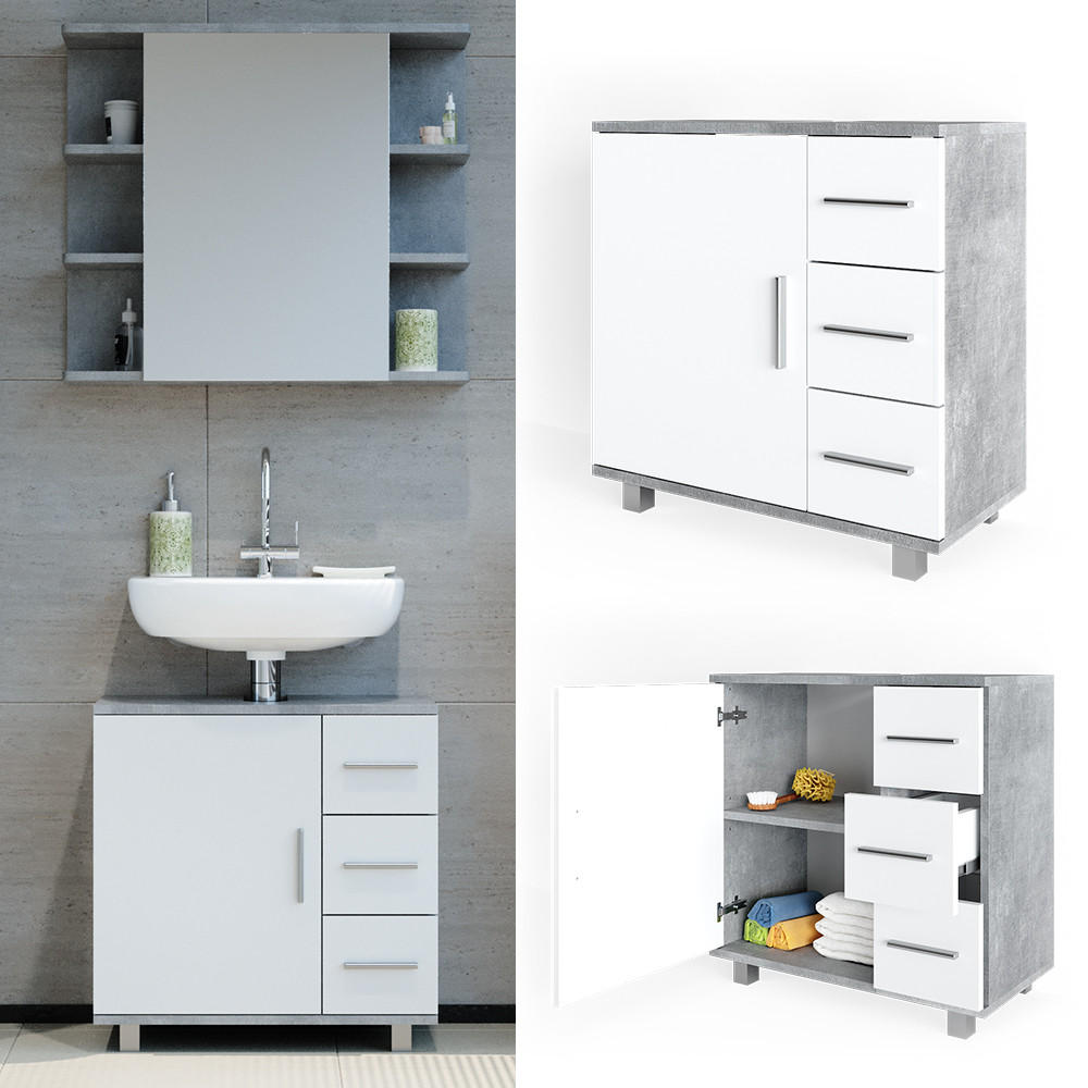WASCHBECKENUNTERSCHRANK Ilias Beton 60 x 60 cm - Schieferfarben, Holzwerkstoff (60/60.8/33cm) - Vicco