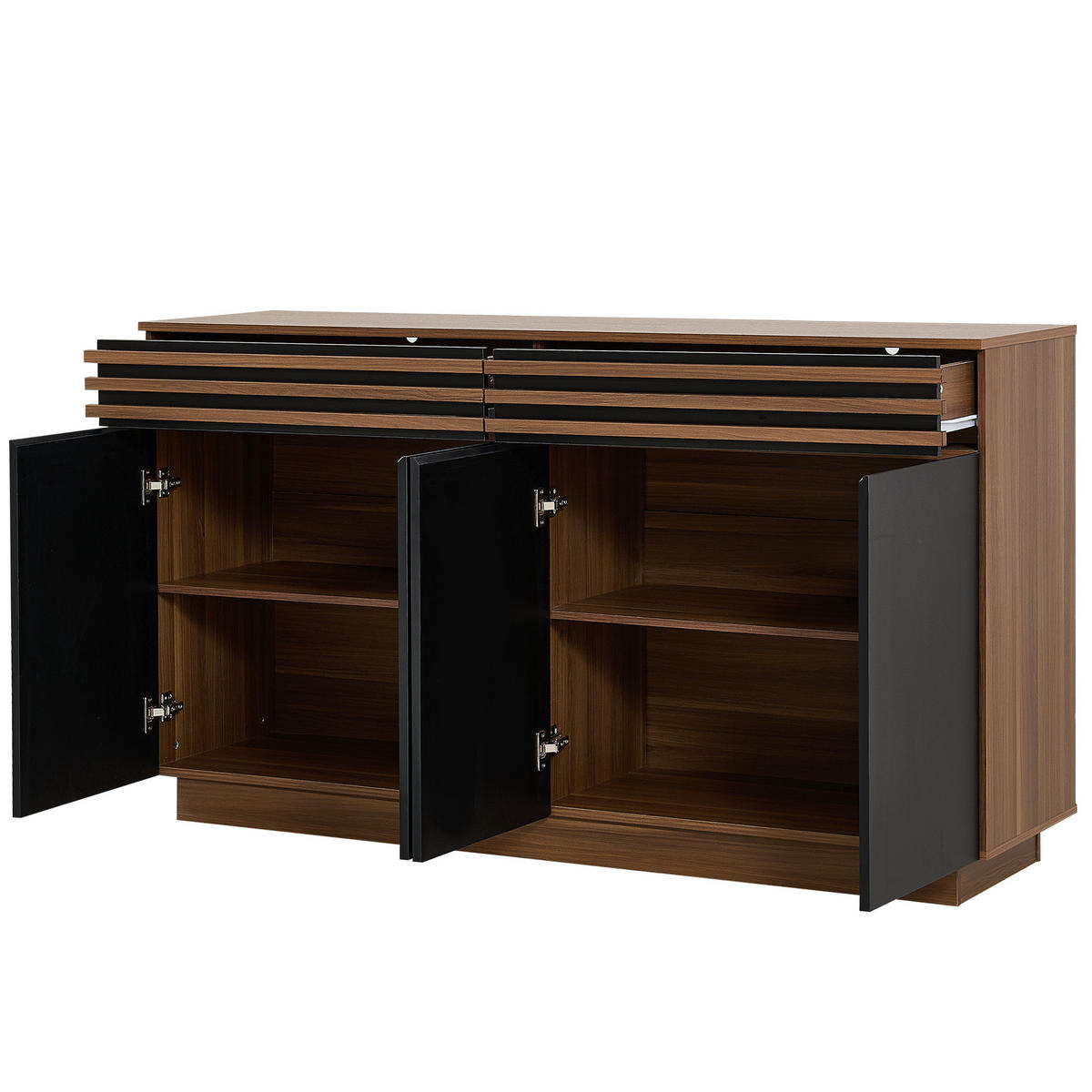 SIDEBOARD 150/40/85 cm Schwarz/Braun aus MDF mit viel Stauraum - Schwarz, Holzwerkstoff (40/85/150cm) - OKWISH