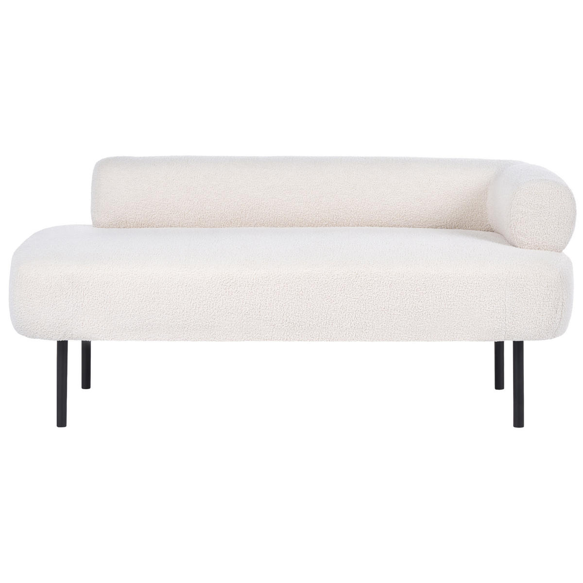 ČALOUNĚNÉ LEHÁTKO CHAISE LONGUE PRAVOSTRANNÉ Bouclé Krémově bílé Mirmande - bílá/černá, textil (153/65/70cm) - Beliani