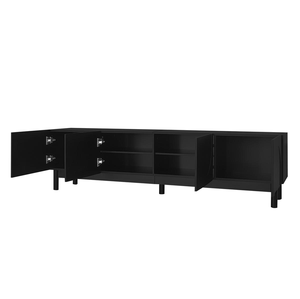 TV-LOWBOARD aus MDF und Holzwerkstoff 169x34x45,5 cm Schwarz mit 4 Türen und viel Stauraum - Schwarz, Holzwerkstoff (169/45.5/35cm) - Modfu