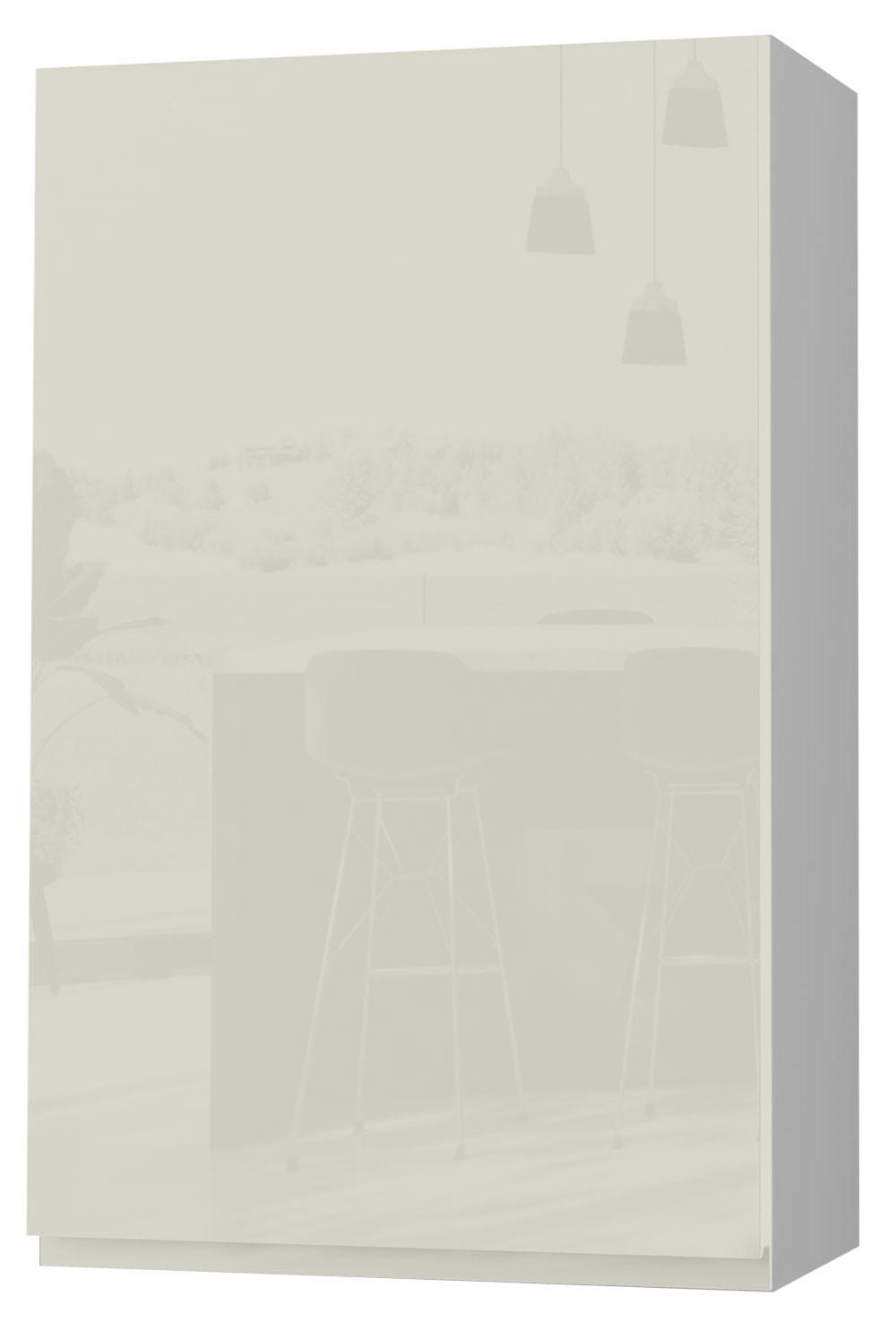HÄNGESCHRANK Florence W4/60/1 Grau / RAL 1013 perlweiß HG 60 / 32,5 / 96cm - Türanschlag rechts - Weiß Hochglanz/Grau, Holz/Holzwerkstoff (60/96/32.5cm) - Feldmann-Wohnen