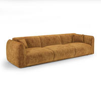 SOFA LUSH Gemusterter Samt Senf 235cm - Gelb/Dunkelgelb, Textil (235/80/90cm) - Premium Interiors