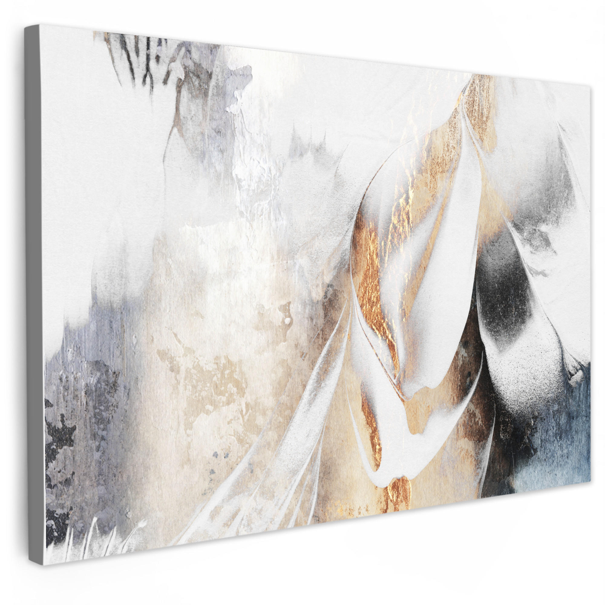 MuchoWow OBRAZ NA PLÁTNĚ Luxusní - abstraktní - zlatá - bílá 120x80 cm