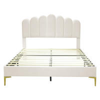 POLSTERBETT Beige Liegefläche 140/200 cm, Gepolstertes Kopfteil, Samtbezug, Lattenrost, Ohne Matratze - Beige, Textil - PANGIVO