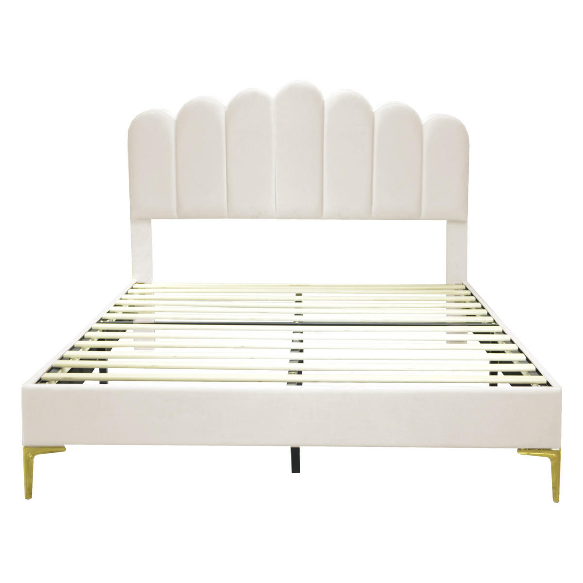 POLSTERBETT 140/200 cm DE-01748, in Beige, mit verstellbarem Kopfteil - Beige, Metall (140/200cm) - ComfortXL