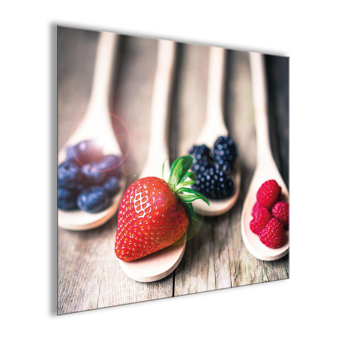 GLASBILD 50x50 cm Küche Beeren rot - Beige, Glas (50/50cm) - artissimo