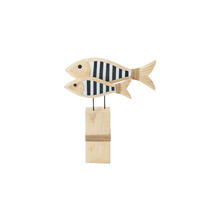 DEKOOBJEKT FISCH GESTREIFT - Schwarz, Holz (10/45/38cm) - J-Line