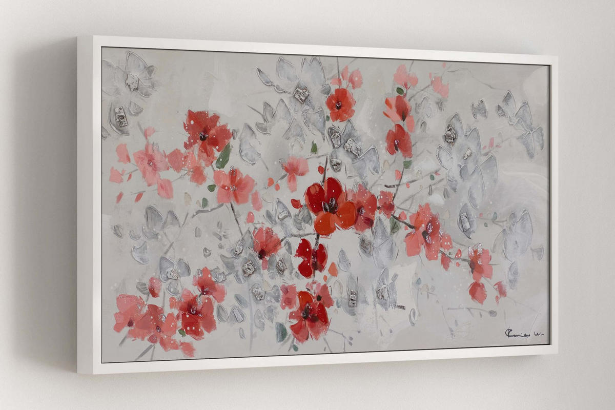 ACRYLBILD HANDGEMALT 120/60 cm - Rot, Holz/Textil (120/60cm) - KUNSTLOFT