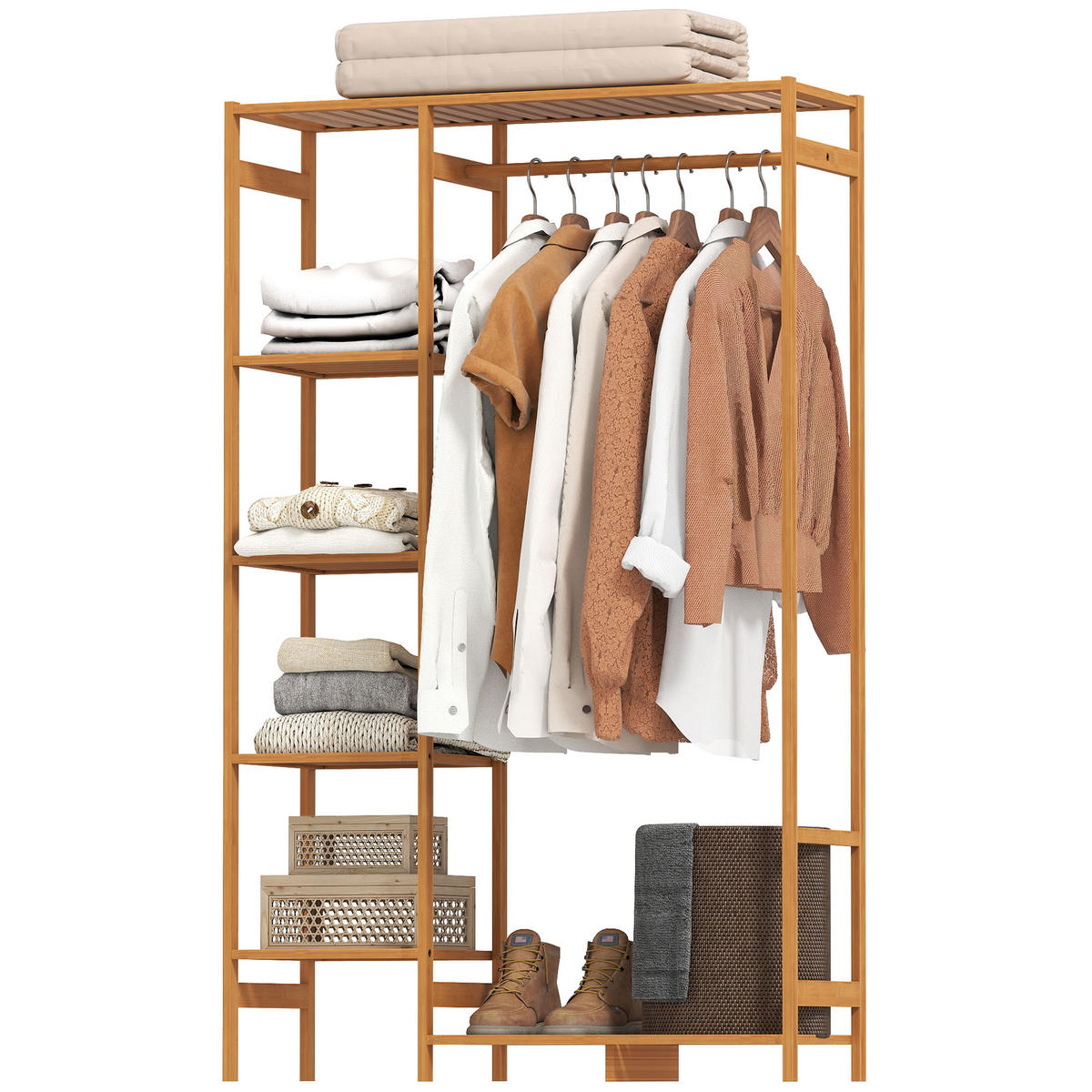 KLEIDERSTÄNDER aus Bambus 90/30/145 cm Naturholz - Naturfarben, Holz (90/145/30cm)
