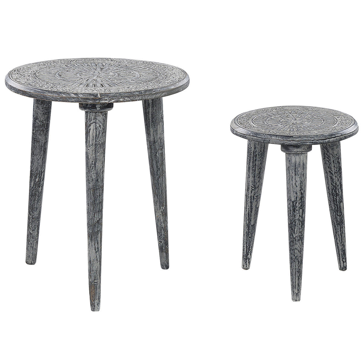 BEISTELLTISCH 2er-Set Rund Grau Jatra - Grau, Holz (45/45cm) - Beliani