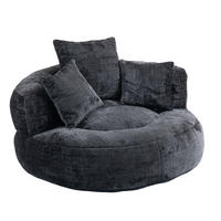 SITZSACK Chenille Schwarz mit Armlehnen - Schwarz, Textil (108/52/108cm) - WISHDOR