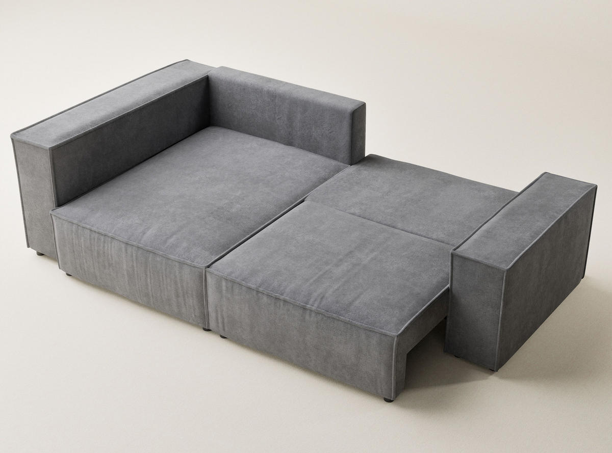 ECKSOFA MIT SCHLAFFUNKTION Tonga Grau Webstoff - Schwarz/Grau, Holz/Holzwerkstoff (105/253cm) - Maison de Reve