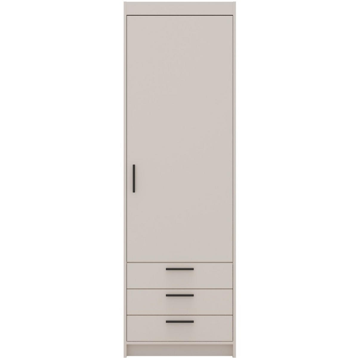 DREHTÜRENSCHRANK Elena mit 1 Tür und 3 Schubladen, Sandbeige - Sandfarben, Holzwerkstoff (60/190/53cm) - Beautysofa