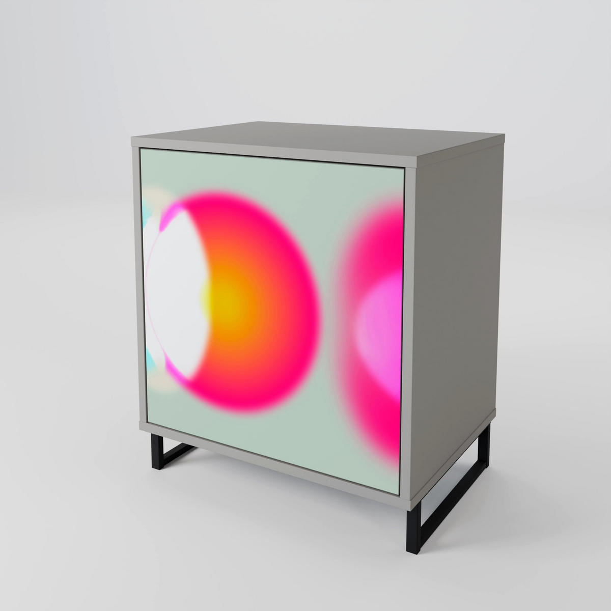 SIDEBOARD SYMPHONY OF COLORS, Grau, 57,5x42x72,5 cm, Schwarze Metallfüße - Multicolor/Schwarz, Holzwerkstoff/Metall (57.5/72.5/42cm) - SpaceRebels