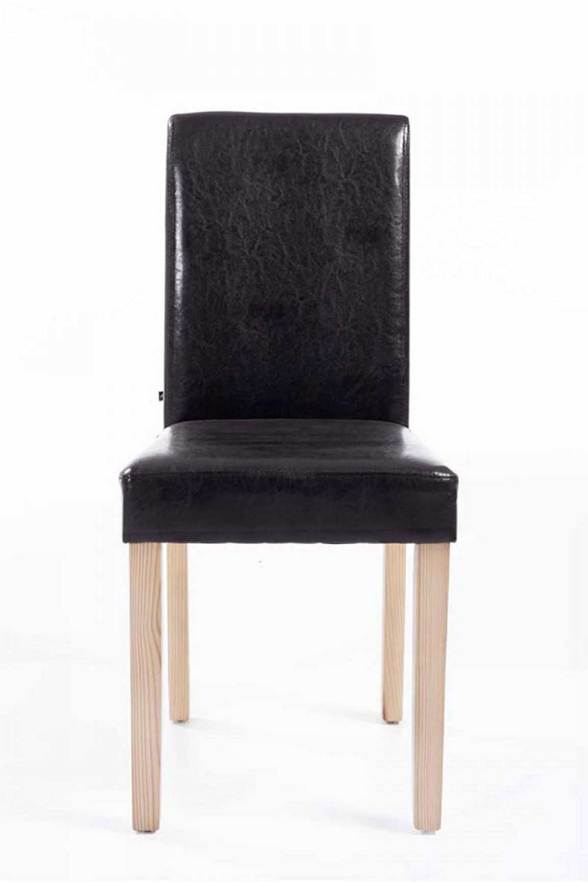 STUHL Lederlook braun - Eukalyptusholzfarben/Braun, Holz/Textil (41/91/47cm) - CLP