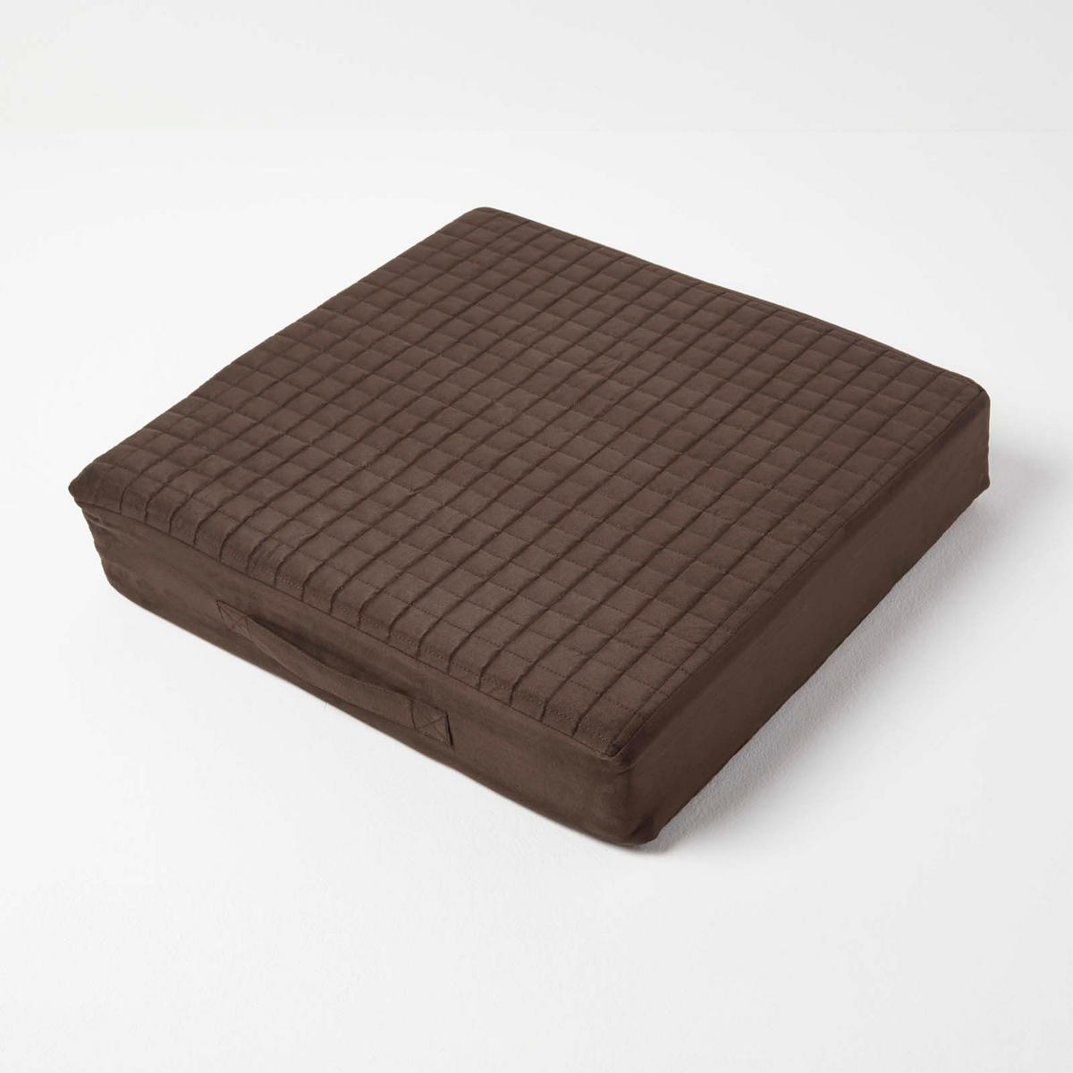 SITZKISSEN-BEZUG braun 50/50/10 – Kissenhülle wattiert, Velours - Braun, Textil (50/50/10cm) - Homescapes