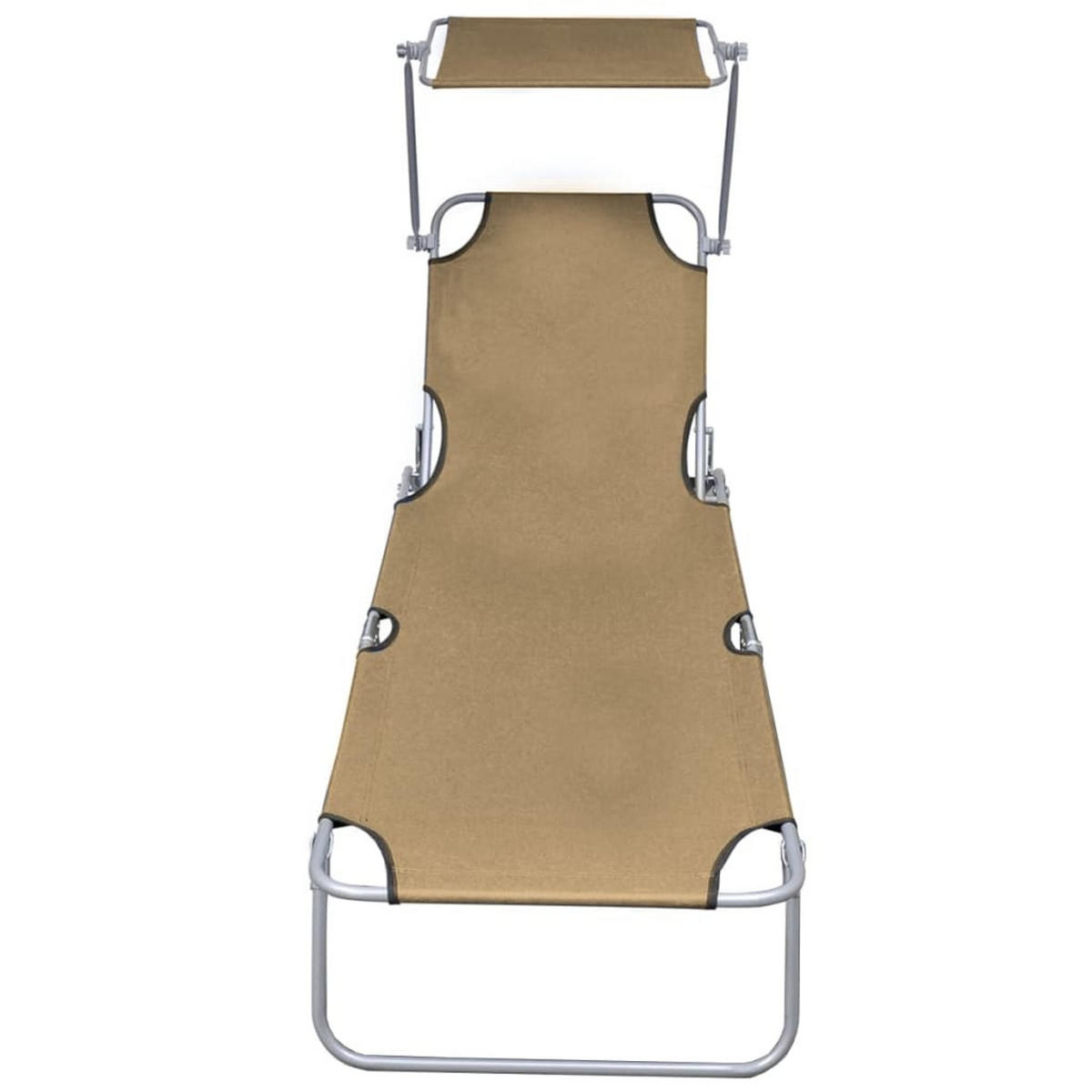 SONNENLIEGE Klappbar mit Sonnenschutz Stahl Taupe - Taupe, Metall (58/27/189cm) - furnicato