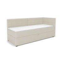 BOXBETT MILA 100/200 in Cord/Velours Ecru H3 rechts - Ecru, Holz/Holzwerkstoff (100/200cm) - Deine Möbel 24