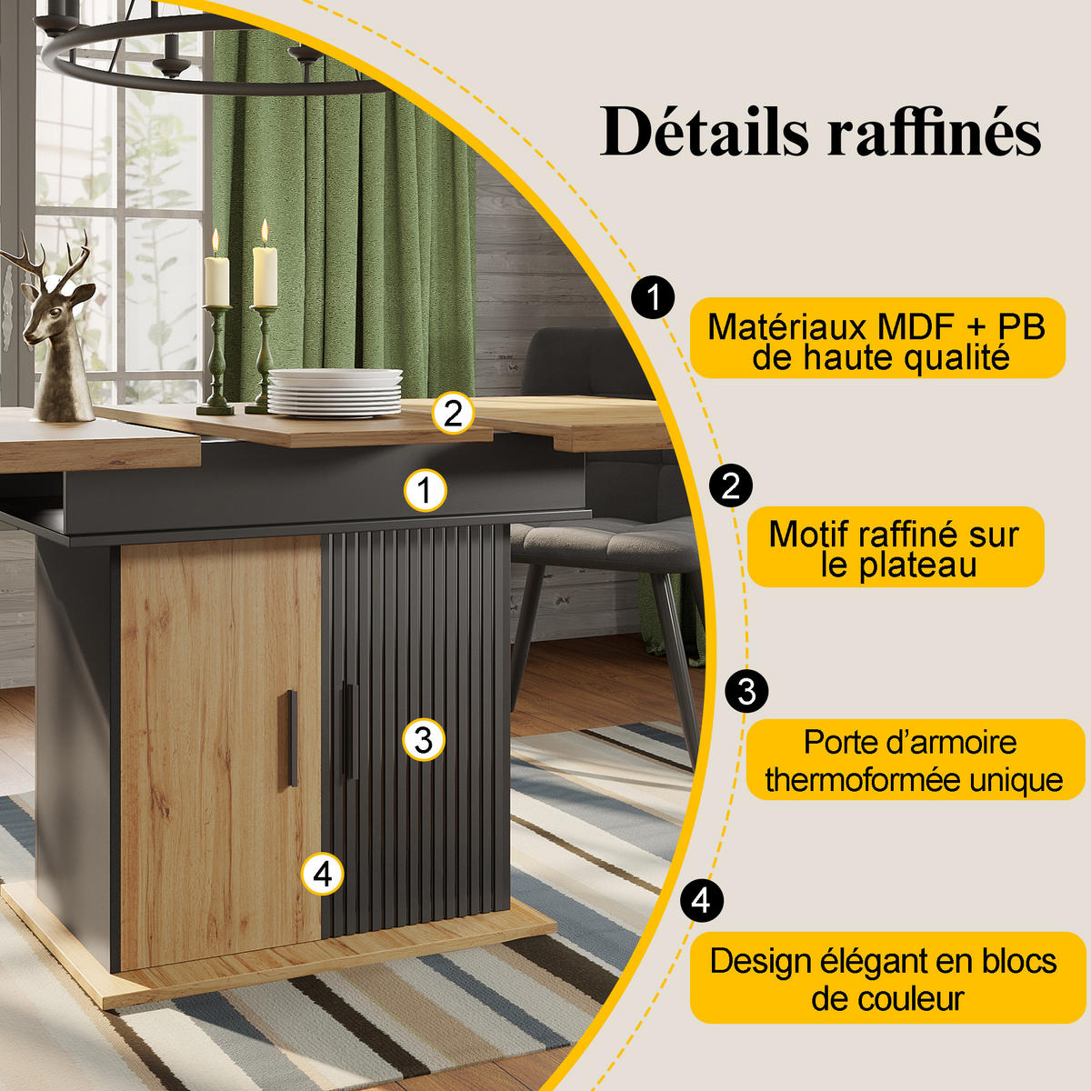 AUSZIEHTISCH Schwarz Natur 110-140/80/75 cm - Schwarz, Holz (80/110/75cm) - PANGIVO