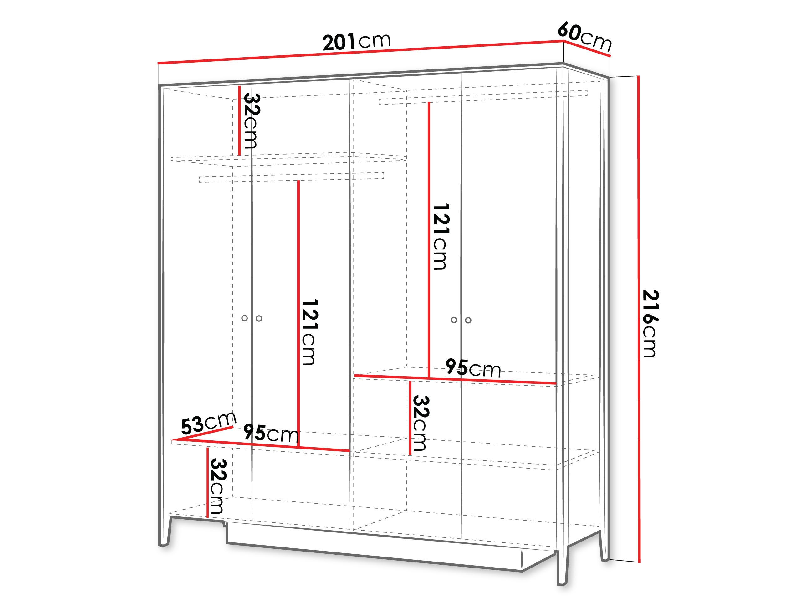 KLEIDERSCHRANK Snugly 4D 01 - Eichefarben/Goldfarben, Holz/Holzwerkstoff (201/216/60cm) - MIRJAN24