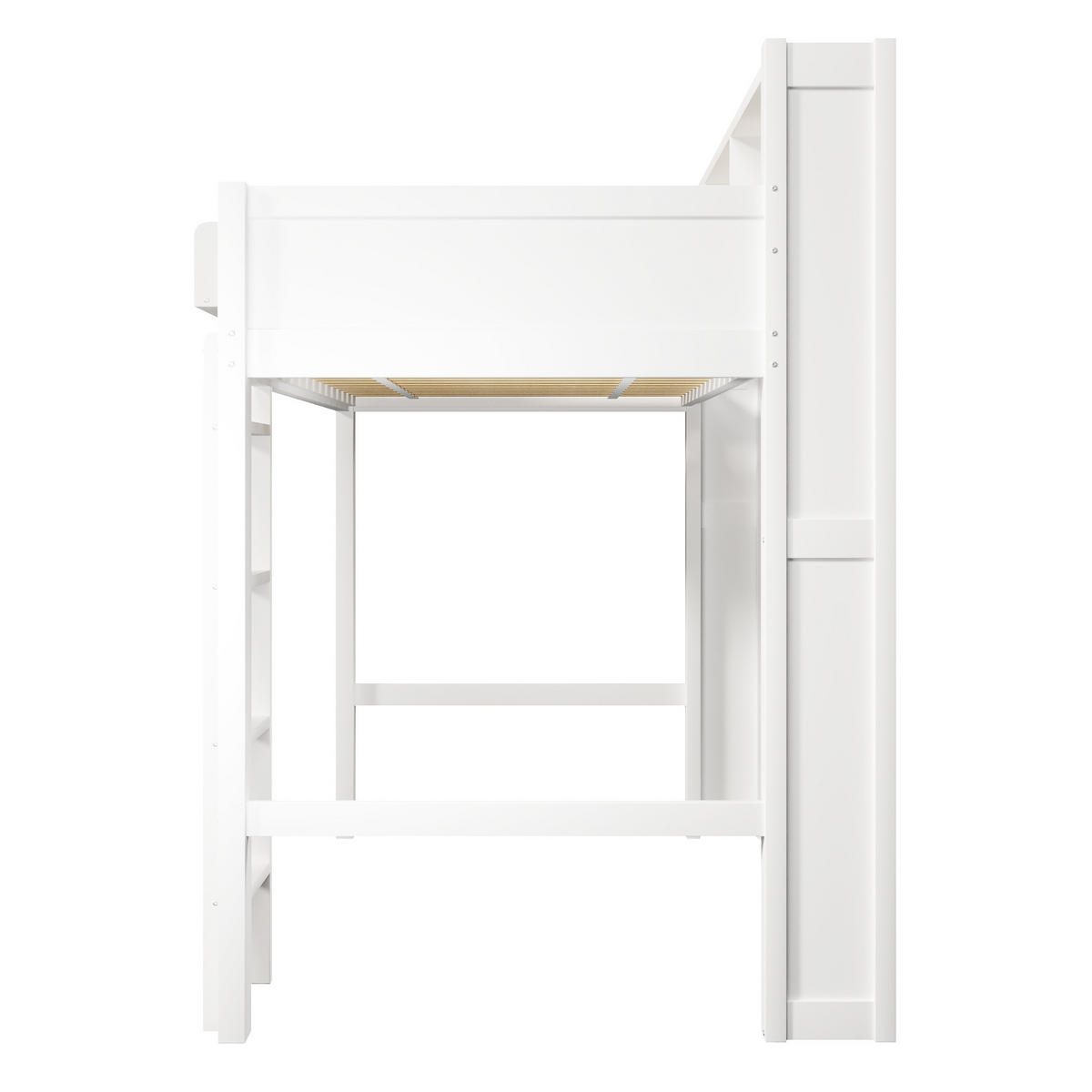 HOCHBETT 90/200 cm in Weiß mit 3 Schränken, LED und USB - Weiß, Holzwerkstoff (90/200cm) - STILVORA