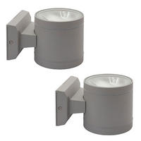 AUSSEN-WANDLEUCHTE Aluminium Grau 2er Set - Grau, Glas (10.8/9.5/15.7cm)