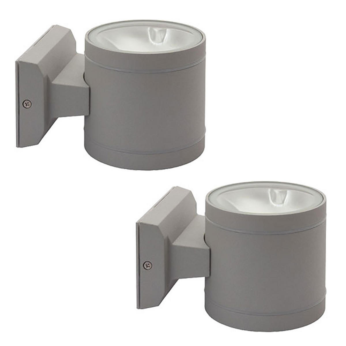 AUSSEN-WANDLEUCHTE Aluminium Grau 2er Set - Grau, Glas (10.8/9.5/15.7cm)