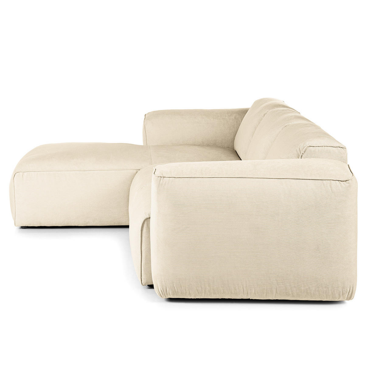 3-SITZER ECKSOFA mit Longchair - Beige/Schwarz, Kunststoff/Textil (251/173cm) - home24