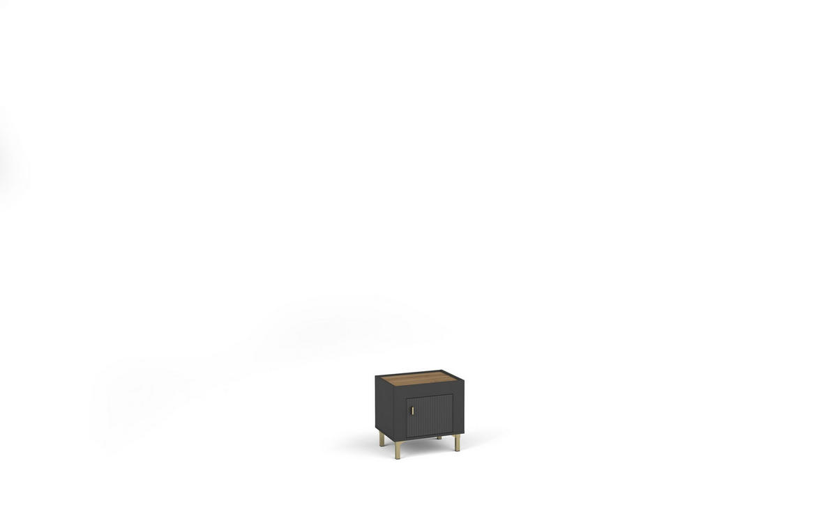 JUGENDZIMMER Mossa in Anthrazit & Eiche Whisky 4 teilig mit Polsterbett 120er Breite, Kleiderschrank, Schreibtisch und Nachttisch - Schwarz, Holzwerkstoff (80/200/120cm)