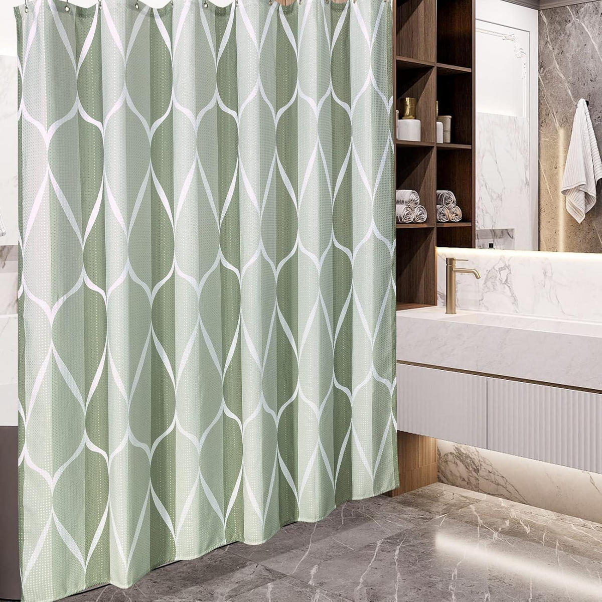 DUSCHVORHANG Stoff Grün 182 x 182 cm - Grün, Textil (182/182cm)