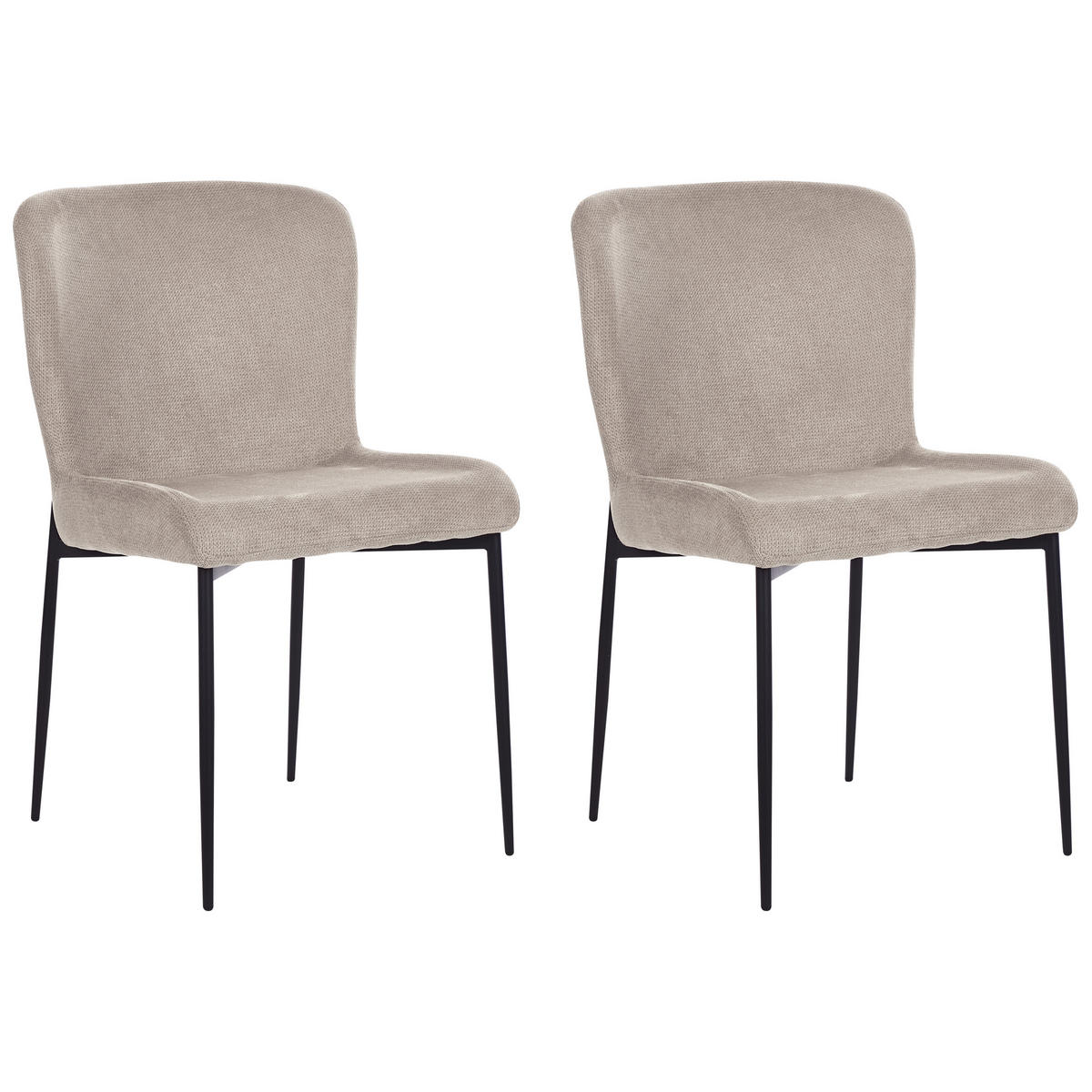 ESSZIMMERSTUHL 2er-Set Polsterbezug Beige Ada - Beige, Textil/Metall (49/82/48cm) - Beliani
