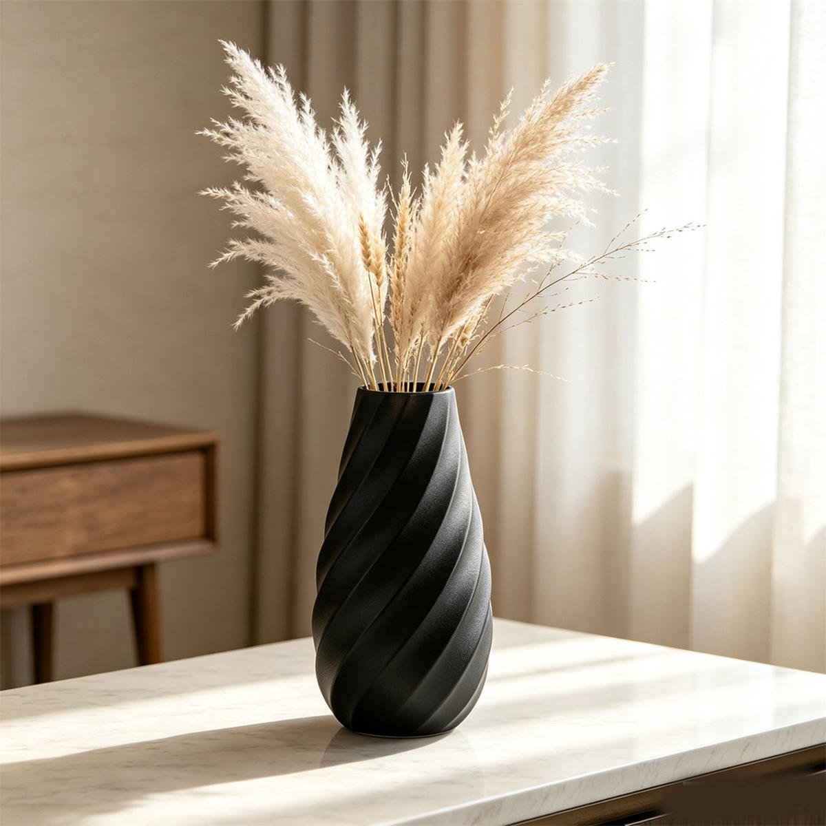 VASE 12 x 12 x 25,5 cm Keramik - Schwarz, Glas (25.5cm) - LIBRATON