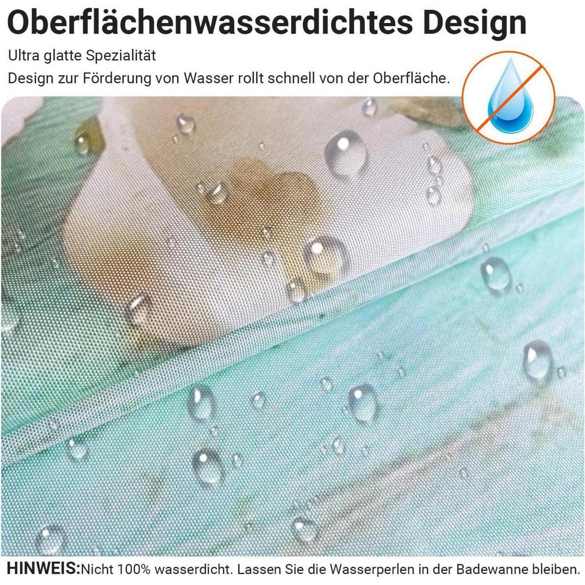 DUSCHVORHANG Schale 180 x 200 cm Textil Wasserabweisend Waschbar - Türkis, Textil (180/200cm)
