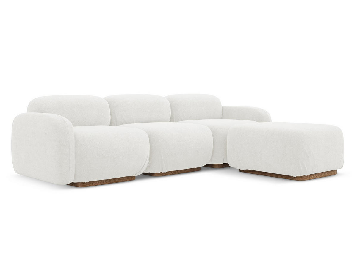 ECKSOFA Beidseitig Bouclé Stoff Weiß - Weiß/Braun, Holz/Textil (270/190cm) - Makamii