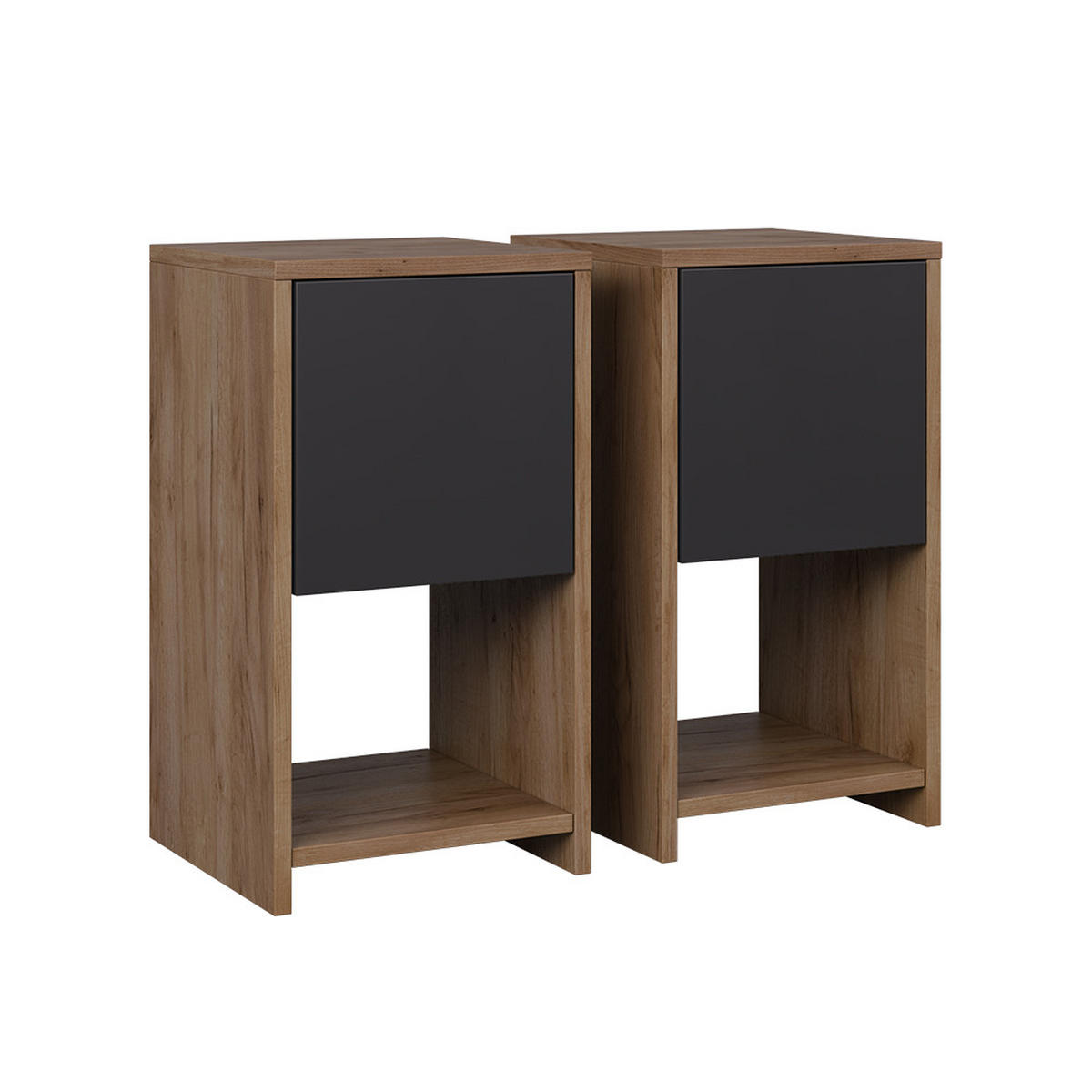 NACHTTISCH Evo Goldkraft Eiche/Anthrazit 2er Set - Honigeiche, Holzwerkstoff (30/55/30cm) - Vicco