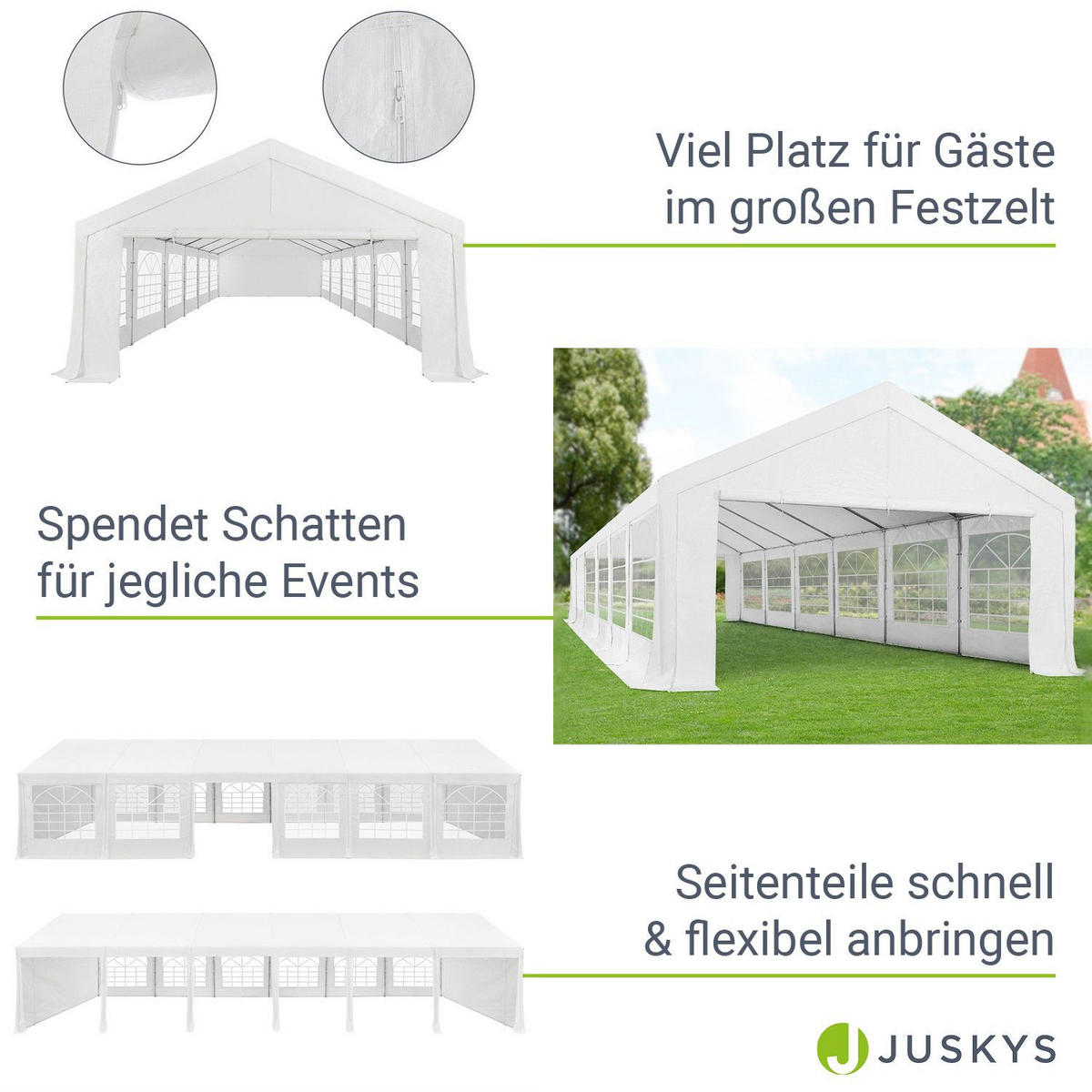 FESTZELT Partyzelt Gala weiß 6x12 m - Weiß, Kunststoff (600/292/1200cm) - Juskys