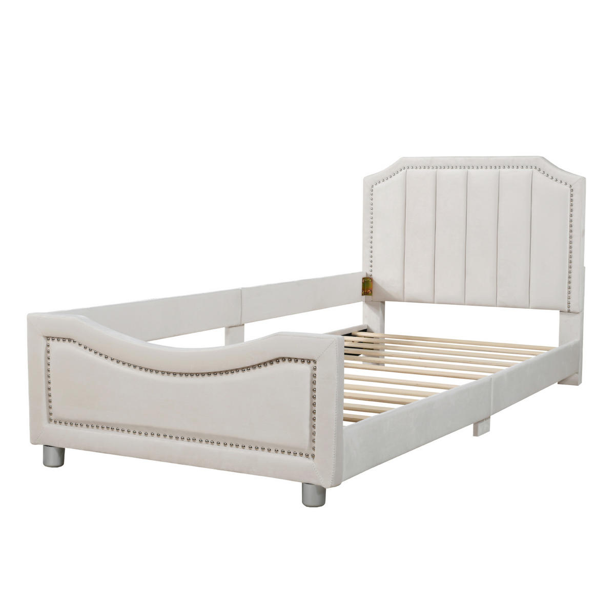 POLSTERBETT 211/94.5/41.5 cm Beige aus Holz mit Rückenlehne - Beige, Holz (90/200cm) - OKMYHOME
