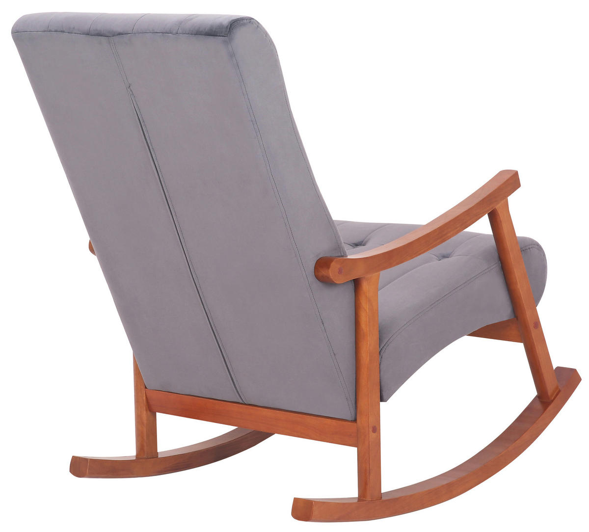 SCHAUKELSTUHL Sarti Samt, Gestell Kautschukholz Walnuss Walnuss/Grau - Walnussfarben/Grau, Holz/Textil (62/98/92cm) - TPFLiving
